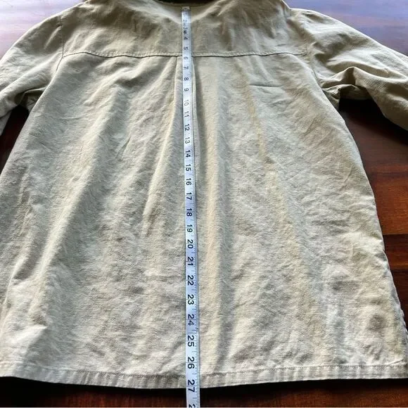 Jane Ashley Tan Silver Embroidered Linen Blend Shacket Shirt Women’s Large - Picture 8 of 14